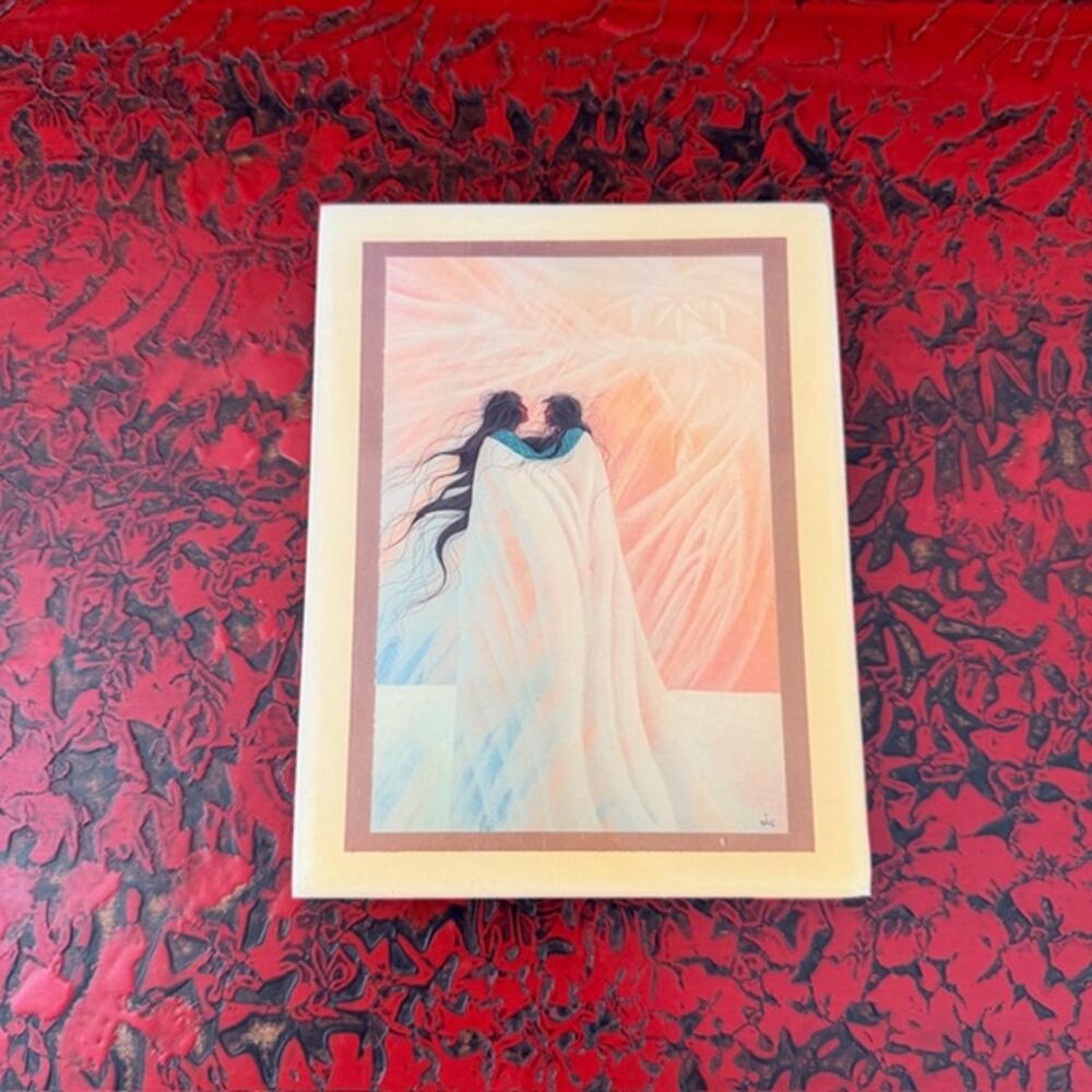 William "Bill" Rabbit Native American Indian Art Ceramic Tile "Love Couple"‎